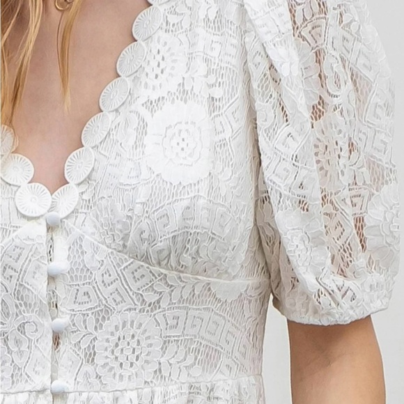 BLU PEPPER Women's Button Down Ivory Lace Midi Dress SIZE SMALL used once only - Picture 7 of 9